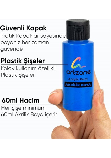 Akrilik Boya Seti 12 Renk x 60ML. (Ana ve Pastel Renkler) fiyatları