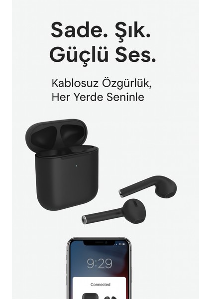 Siyah 2. Nesil Air Bluetooth Kulaklık Bütün Cihazlara Tam Uyumlu modelleri