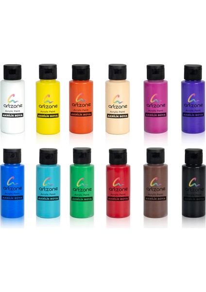 Akrilik Boya Seti 12 Renk x 60ML. Fırça ve Palet Hediyeli fiyatları