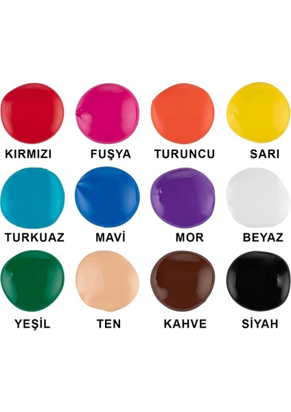 Akrilik Boya Seti 12 Renk x 60ML. Fırça ve Palet Hediyeli modelleri