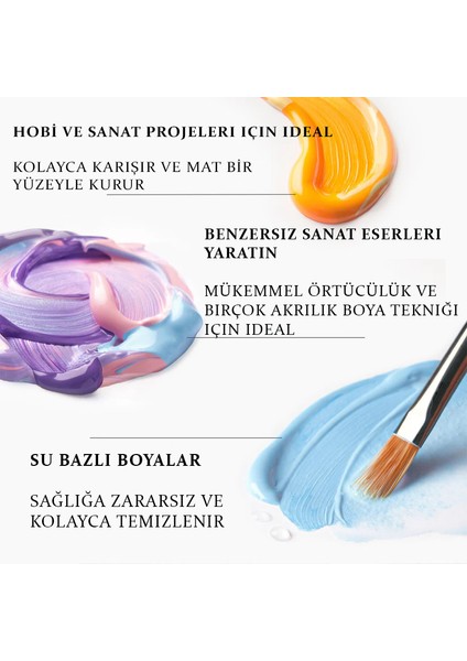 Akrilik Boya Seti 12 Renk x 60ML. Fırça ve Palet Hediyeli fırsatları