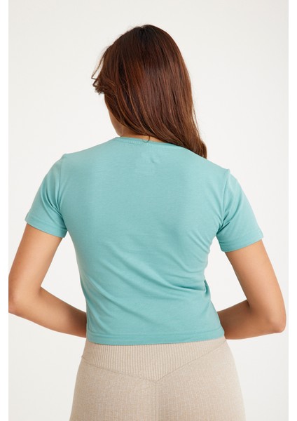 The Sea Is Calling Summer Vibe Deniz Güneş Kum Yaz Kadın Tişört Kısa Kollu T-Shirt Mint Crop modelleri