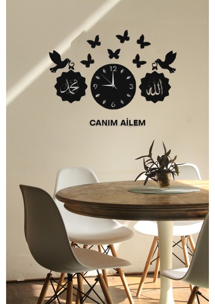 Kuş Kelebek Duvar Saati Duvar Dekorasyon Ürünü Ahşap Sessiz Akar Mekanizmalı
