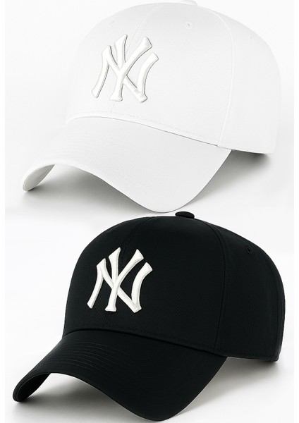 Ny New York Nakış Unisex Beyzbol Beyaz ve Siyah Şapka Kadın Şapka Erkek Şapka Yazlık Şapka