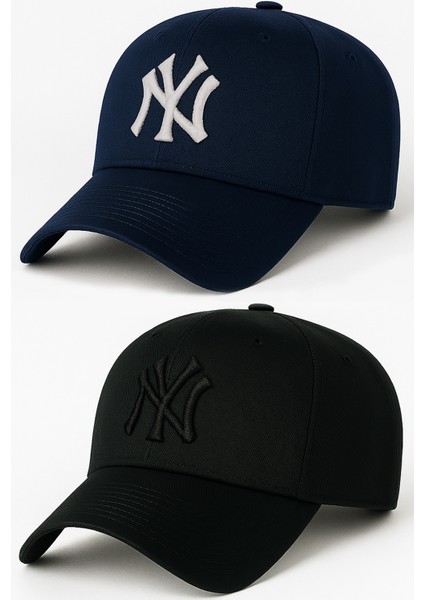Ny New York Nakış Unisex Beyzbol Lacivert ve Siyah Şapka Kadın Şapka Erkek Şapka Yazlık Şapka