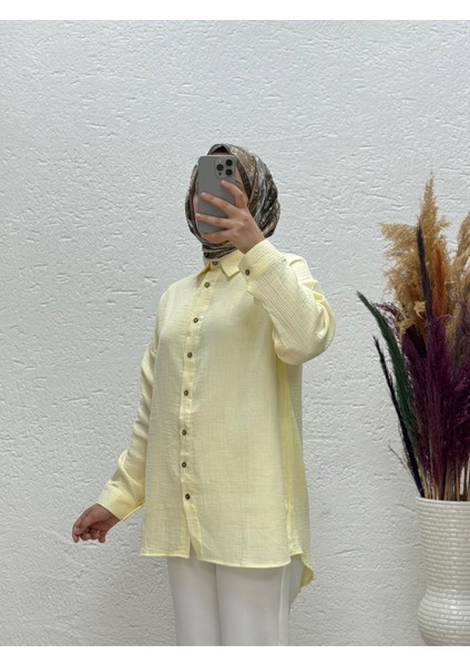 Marora Müslin Oversize GÖMLEK-NA805 Sarı