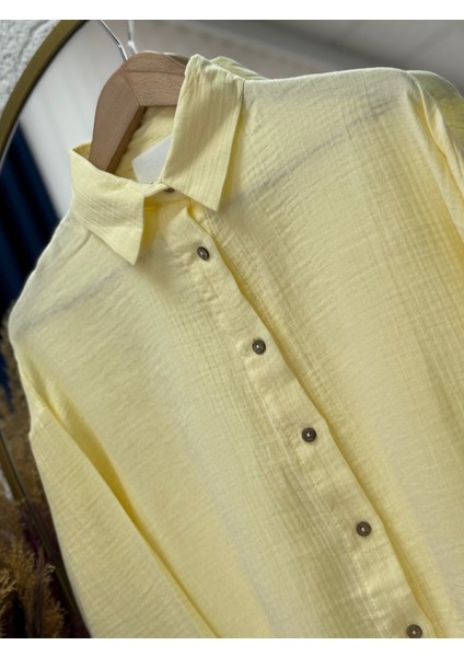 Marora Müslin Oversize GÖMLEK-NA805 Sarı modelleri