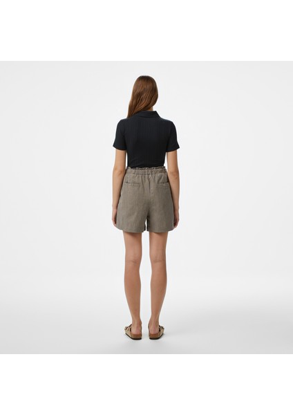 Kadın Kahverengi Relaxed Fit Çizgili Şort 45B163T.3BU fiyatları
