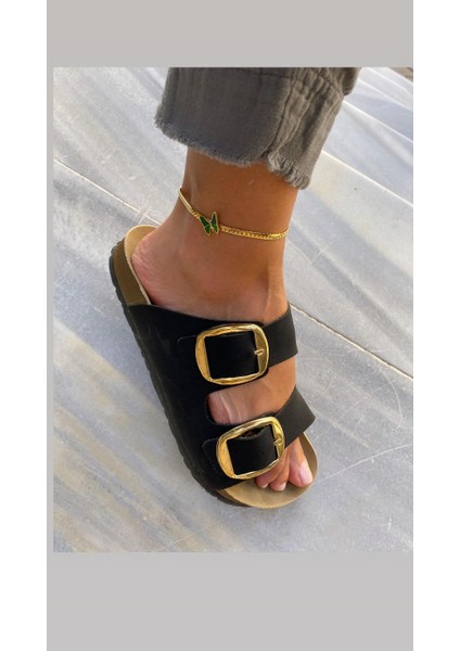 Yeşil Kelebek Çelik Zincir Gold Halhal