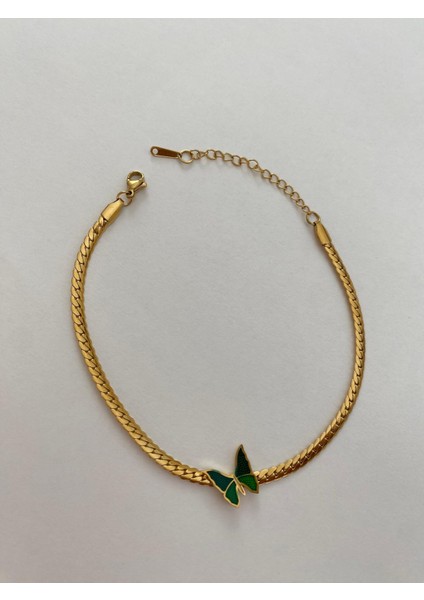 Yeşil Kelebek Çelik Zincir Gold Halhal fiyatları