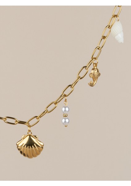 Oceana Deniz Kabuğu Kaplumbağa Charm Choker Çelik Kolye fırsatları