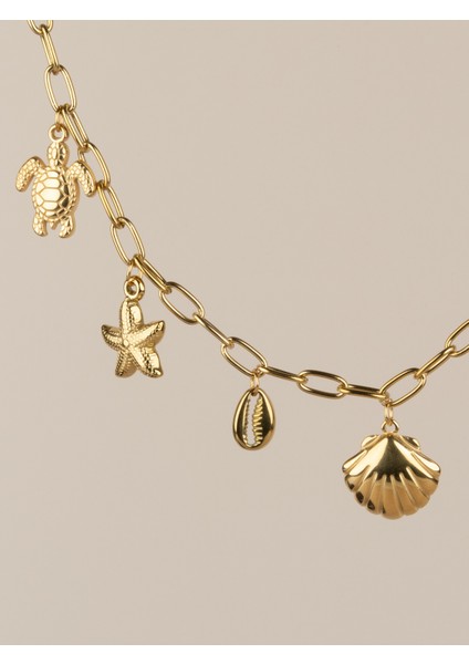 Oceana Deniz Kabuğu Kaplumbağa Charm Choker Çelik Kolye indirimleri