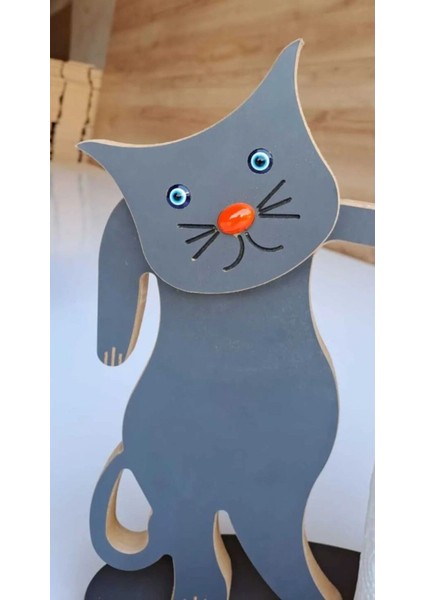 Demonte Ahşap Kedi Figürlü Mamalık - Suluk indirimleri