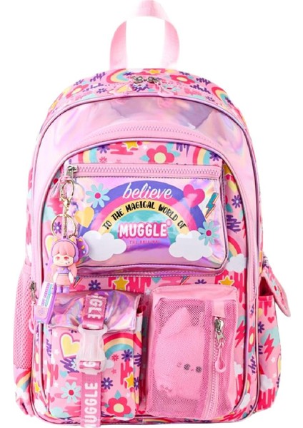 3 Bölmeli Believe Magic Sırt Çantası Pembe (MU-5824)