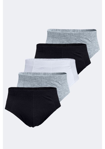 Erkek Siyah Beyaz Gri 5 Li Paket Modal Slip Külot 5M053