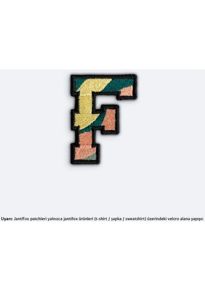 F Harfi Nakış Cırtlı Yama-Patch Sticker