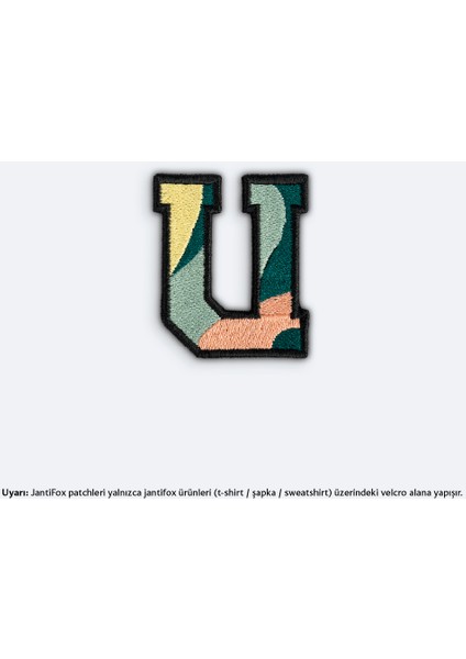 U Harfi Nakış Cırtlı Yama-Patch Sticker