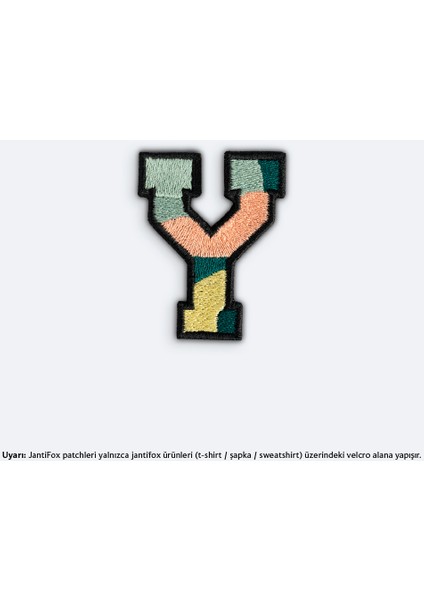 Y Harfi Nakış Cırtlı Yama-Patch Sticker
