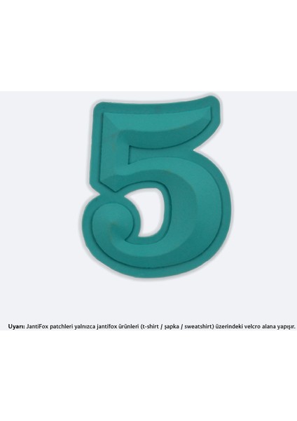 5 Rakamı Koyu Yeşil Boyutlu Cırtlı Yama-Patch Sticker