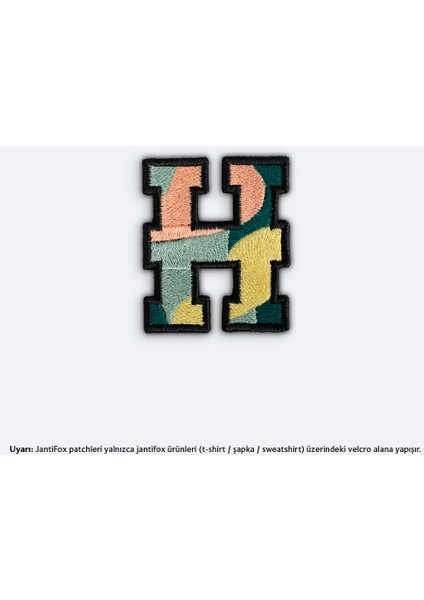 H Harfi Nakış Cırtlı Yama-Patch Sticker