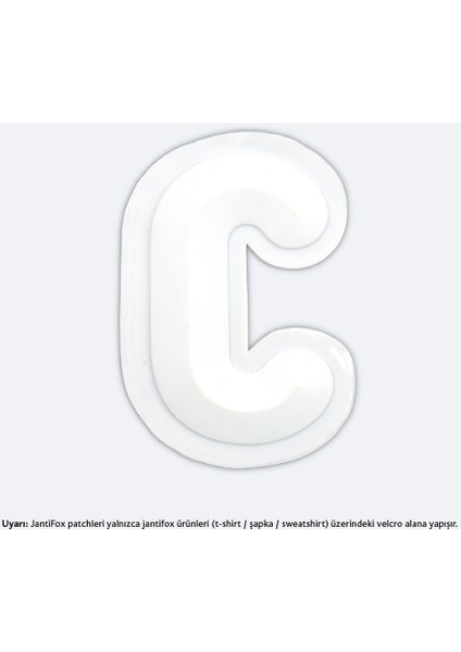 C Harfi Beyaz Boyutlu Cırtlı Yama-Patch Sticker