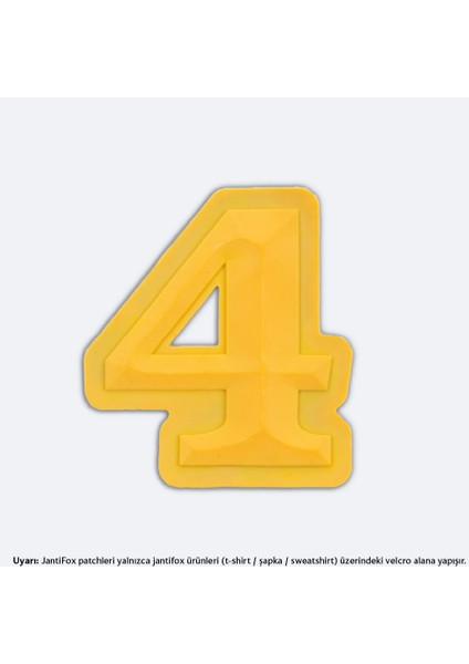 4 Rakamı Sarı Boyutlu Cırtlı Yama-Patch Sticker