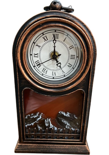 Dijital LED Şömine Görünümlü Saat – Alev Efektli Dekoratif Obje, 2 D Pil Veya Kablo ile Çalışır, 14X12X26 cm