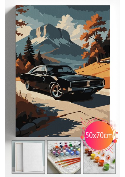 Sayılarla Boyama Seti Numaralı Tuval Fırça Boya Dahil Kasnaklı Set 50X70 cm - Masteng