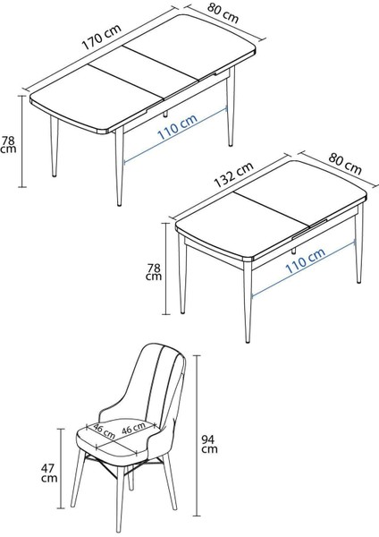Loft Beyaz 80X132 Açılabilir Mdf Masa Yemek Odası Takımı, Mutfak Takımı 6 Sandalye indirimleri