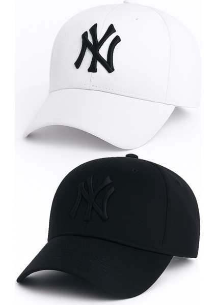 Ny New York Nakış Unisex Beyzbol Beyaz ve Siyah Şapka Kadın Şapka Erkek Şapka Yazlık Şapka