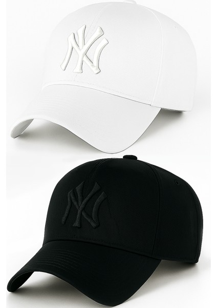 Ny New York Nakış Unisex Beyzbol Siyah ve Beyaz Şapka Kadın Şapka Erkek Şapka Yazlık Şapka