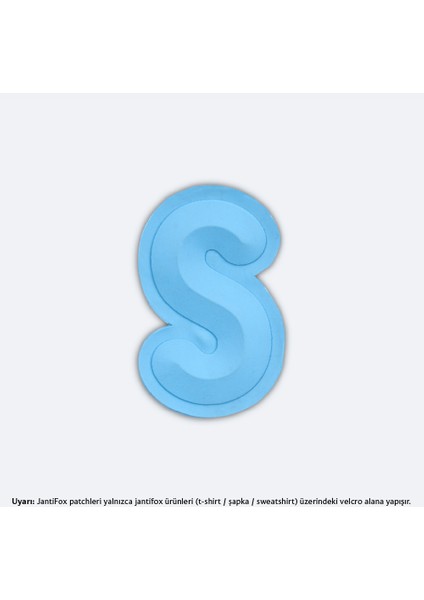 S Harfi Mavi Boyutlu Cırtlı Yama-Patch Sticker