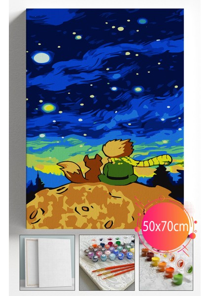 Sayılarla Boyama Seti Numaralı Tuval Fırça Boya Dahil Kasnaklı Set 50X70 cm -Küçükprens