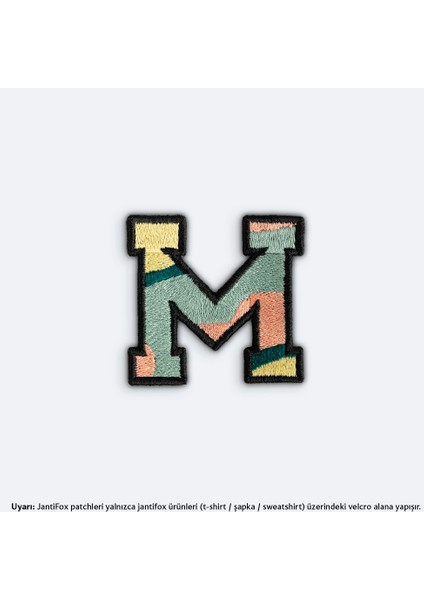 M Harfi Nakış Cırtlı Yama-Patch Sticker
