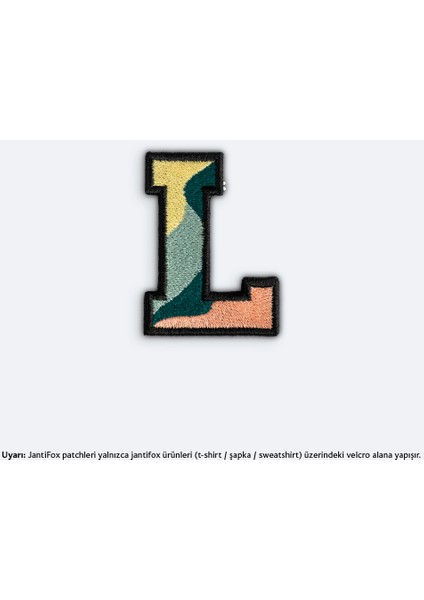 L Harfi Nakış Cırtlı Yama-Patch Sticker