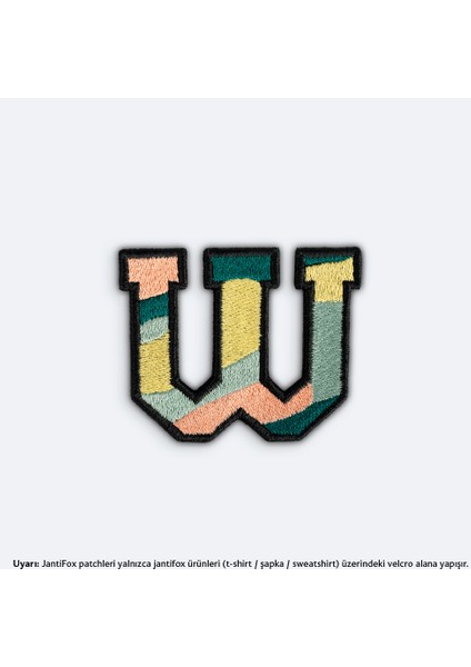 W Harfi Nakış Cırtlı Yama-Patch Sticker