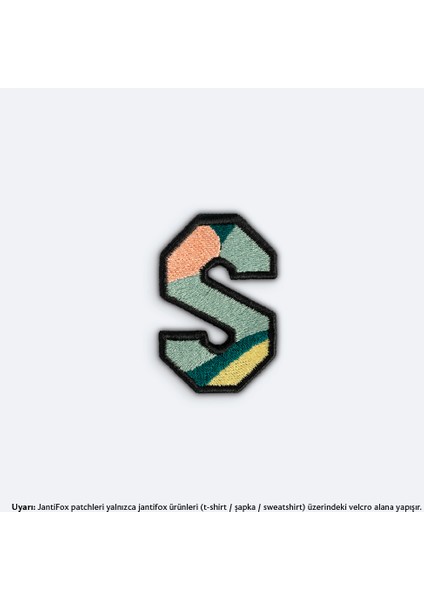 S Harfi Nakış Cırtlı Yama-Patch Sticker
