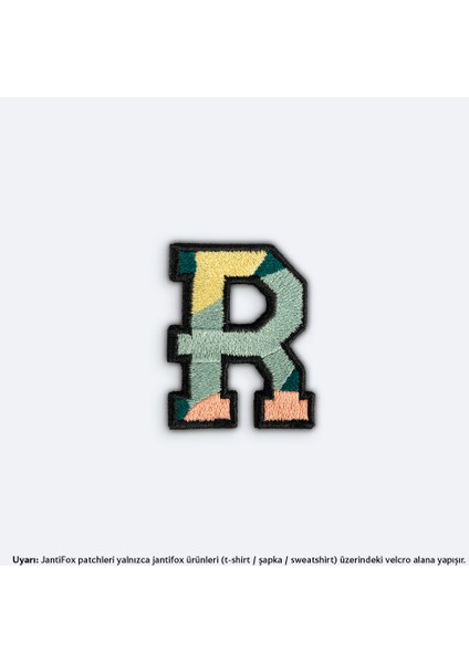 R Harfi Nakış Cırtlı Yama-Patch Sticker