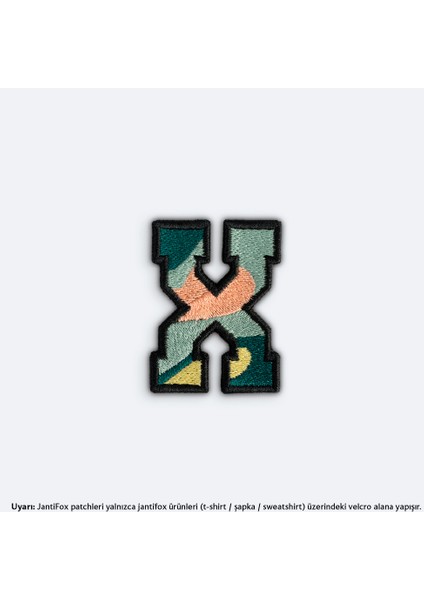 x Harfi Nakış Cırtlı Yama-Patch Sticker