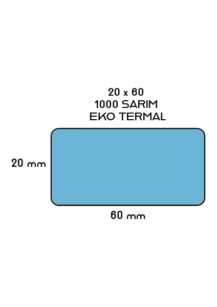 60X20 Ekotermal Barkod Etiketi Mavi Zemın 1000 Li