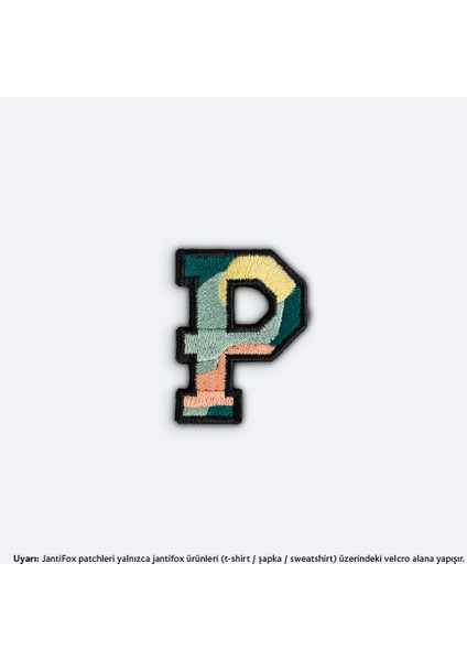 P Harfi Nakış Cırtlı Yama-Patch Sticker