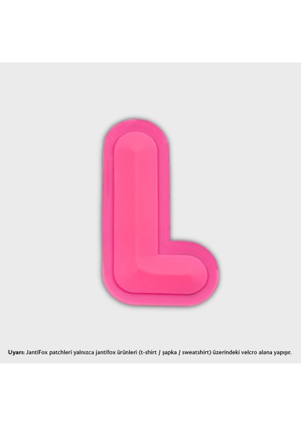 L Harfi Koyu Pembe Boyutlu Cırtlı Yama-Patch Sticker
