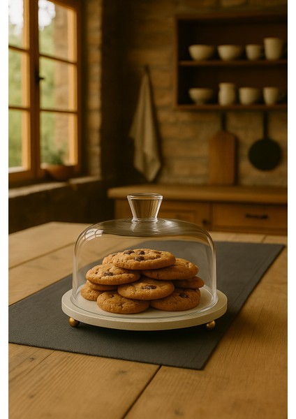 Traverten 25 cm Altın Boncuk Ayaklı Cam Fanus modelleri