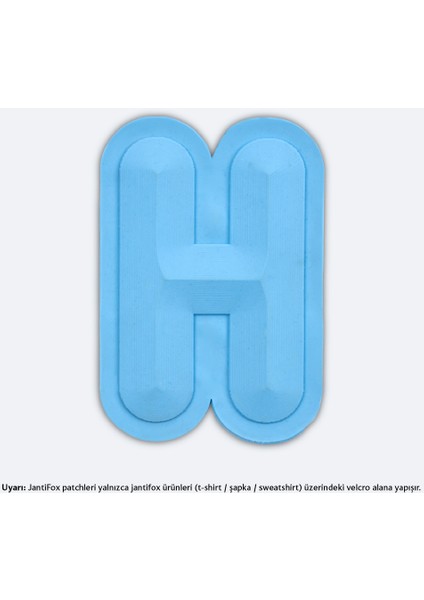 H Harfi Mavi Boyutlu Cırtlı Yama-Patch Sticker
