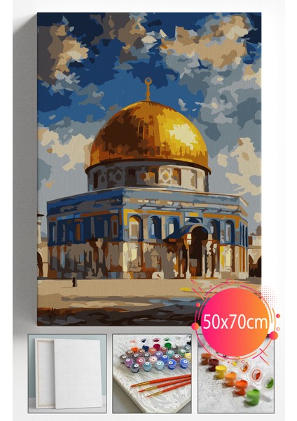 Sayılarla Boyama Seti Numaralı Tuval Fırça Boya Dahil Kasnaklı Set 50X70 cm - Mescidi Aksa