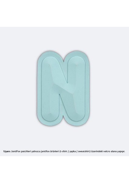 N Harfi Açık Mavi Boyutlu Cırtlı Yama-Patch Sticker