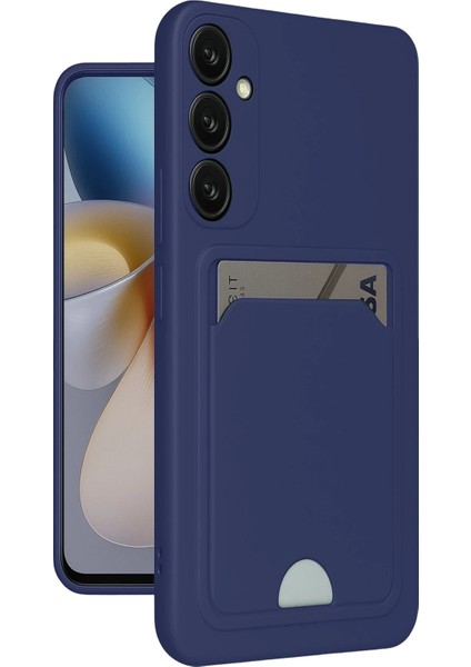 Samsung Galaxy M15 Uyumlu Arka Kamera Korumalı Kart Koyulabilen Silikon Kartlıklı Kılıf Kapak