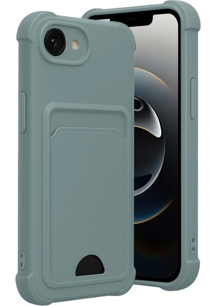 Apple iPhone 16E Uyumlu Arka Kamera Korumalı Kart Koyulabilen Silikon Kartlıklı Kılıf Kapak