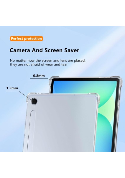 Samsung Galaxy Tab S10 Fe Plus 13.1 Inç 2025 Kılıf Şeffaf Köşe Korumalı Yumuşak Silikon Antişok Kapak