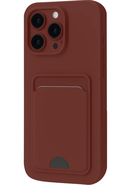 Apple iPhone 16 Pro Max Uyumlu Arka Kamera Korumalı Kart Koyulabilen Silikon Kartlıklı Kılıf Kapak